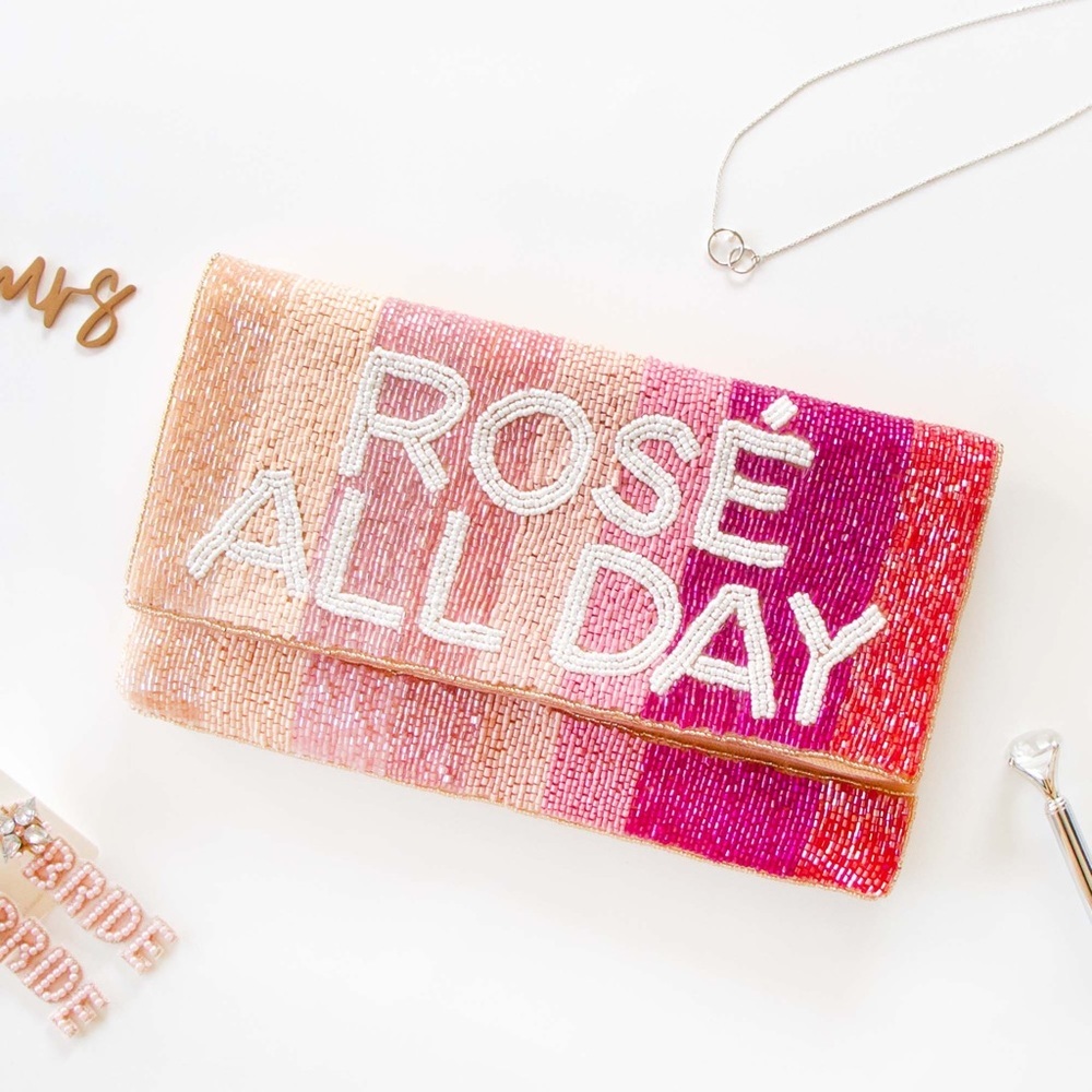 BOUTIQUE | Rosé All Day Handmade Beaded Clutch.